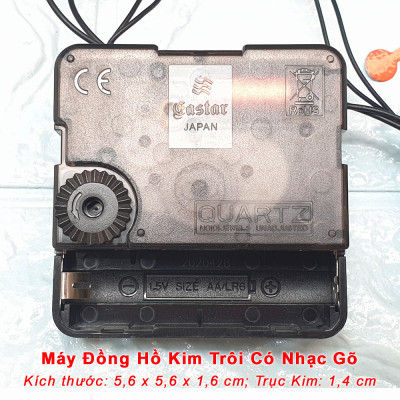 Bộ Máy ĐỒNG HỒ Nhạc Chuông 16 điệu NHẠC Báo giờ + Máy Đồng Hồ KIM TRÔI Cao Cấp EASTAR NHẬT + Bộ Kim VÀNG ĐỒNG có Dạ Quang – Kèm 03 Pin Maxell
