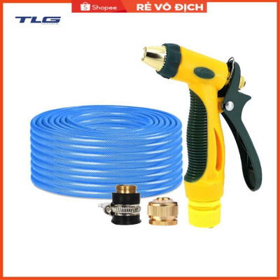 Bộ dây vòi xịt nước rửa xe, tưới cây tăng áp 3 lần,loại 15M (nối đồng nhựa đen) 206317