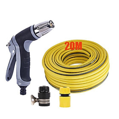 Bộ dây và vòi xịt tăng áp rửa xe tưới cây 206817 20M (cút nhựa nối đen 712-2)