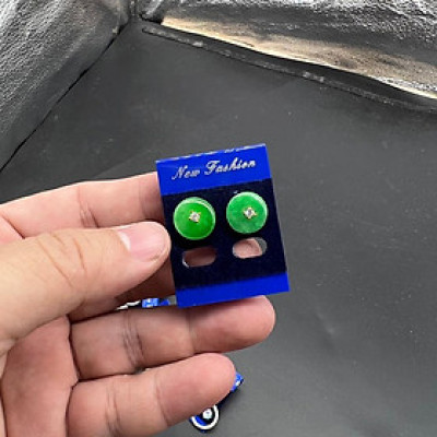 Bông tai nụ cho bà Sui đá xanh nụ đá GIangpkc 2022 Phụ kiện cưới Giang