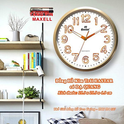 Đồng hồ EASTAR Tròn Lớn – Số nổi 3D có DẠ QUANG (*) – Máy KIM TRÔI - Bảo Hành 1 Năm - Tặng Pin Maxell