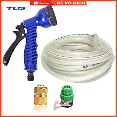 Bộ dây vòi xịt rửa xe, tưới cây, dọn dẹp nhà cửa 3-5m (cút đồng nối nhựa xanh) 206843