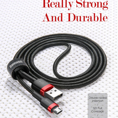 Cáp sạc  Baseus Cafule Micro USB 2.4A nhanh truyền dữ liệu tốc độ cao cho CAMKLF- Hàng chính hãng