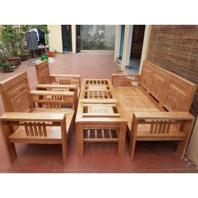 Bộ ghế phòng khách làm bằng gỗ tự nhiên hoàn toàn