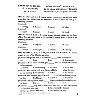 Sách - Bộ Đề Thi Thử THPT Tiếng Anh - Hoàng Thái Dương - Hồng Ân