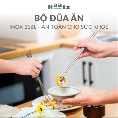Bộ Đũa inox 10 Đôi Haatz CIM316 - Đũa inox 316L Siêu Bền, An Toàn Cho Sức Khoẻ, Bảo Hành 24 Tháng
