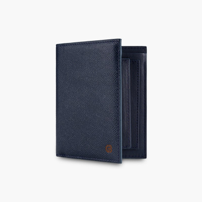 Ví nam Gence dáng dọc da bò Epsom màu xanh C11