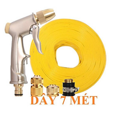Bộ dây vòi xịt nước rửa xe, tưới cây . tăng áp 3 lần, loại 7m, 10m 206701-1 đầu đồng,cút đồng+ tặng đai