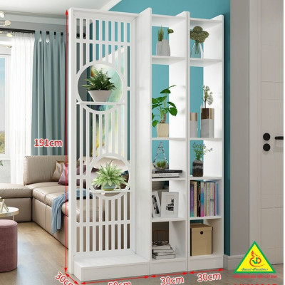 Vách ngăn liền kệ, vách ngăn phòng khách nhà bếp gỗ MDF VLK401