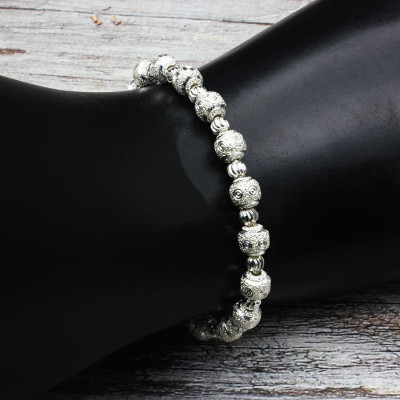 Lắc Tay Nữ Bạc Hiểu Minh LTU522 Bi Tròn Bạc Ý