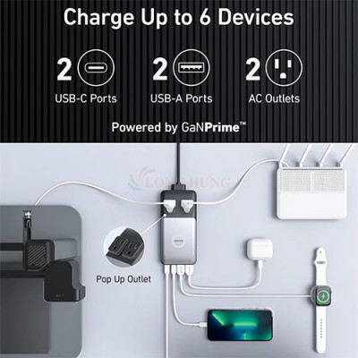 Đế sạc Anker 727 GaNPrime Charging Station 2USB 2Type-C 100W A9126 - Hàng chính hãng