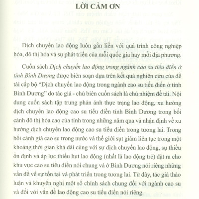 Dịch Chuyển Lao Động Trong Ngành Cao Su Tiểu Điền Ở Tỉnh Bình Dương