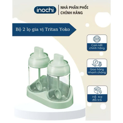 Bộ 2 lọ gia vị Tritan Yoko Hộp đựng gia vị chất liệu nhựa an toàn cho sức khỏe chuẩn xuất Nhật , EU - Tặng kèm khăn lau pakasa 