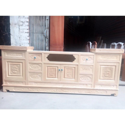 Kệ tivi gỗ sồi 2m2 2m4 trắng phòng khách phòng ngủ