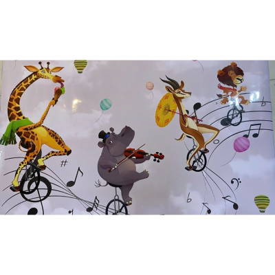 (HCM)Tranh dán tường 3d hoạt hình âm nhạc trang trí lớp học nhạc, trang trí lớp mầm non có sẵn keo