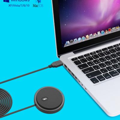 Micro thu âm đa hướng 360 độ để bàn UM02 dùng cho họp hội nghị trực tuyến chân cắm USB có LED- hàng nhập khẩu