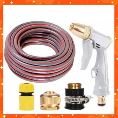 Bộ dây vòi xịt nước tưới cây rửa xe,tăng áp 3 lần, loại 15m (cút nhựa nối đồng nhựa) 206846