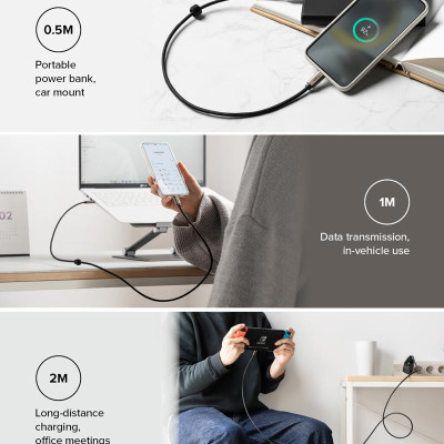 Cáp sạc nhanh cho điện thoại/laptop/tablet RINGKE Fast Charging Basic Cable C-to-C - Hàng Chính Hãng