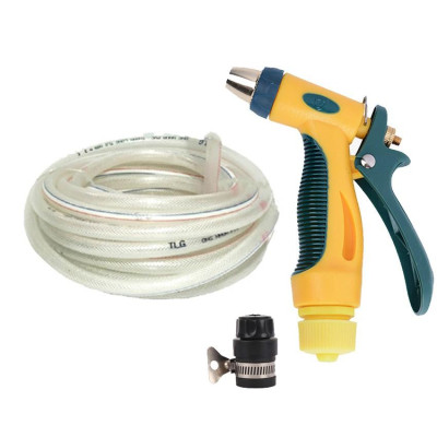 Bộ dây vòi xịt nước rửa xe,tưới cây tăng áp 3 lần 7-10m (nối nhựa đen 713-2)