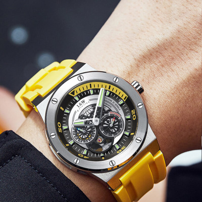 Đồng hồ nam chính hãng IW CARNIVAL IW619G-4 Kính sapphire ,chống xước,Chống nước ,Bảo hành 24 tháng,Máy cơ (Automatic),Dây cao su cao cấp,thiết kế lộ cơ thể thao