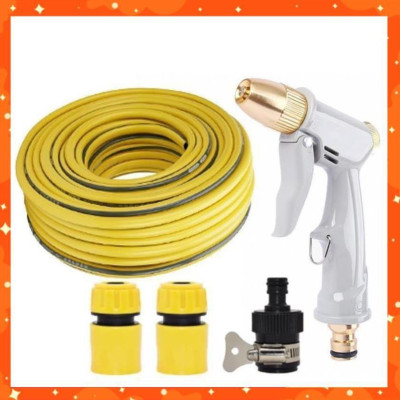 Bộ dây vòi xịt nước rửa xe,tưới cây tăng áp 3 lần, loại 15m (cút nhựa nối 713-1) 206846 