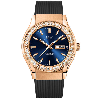 Đồng Hồ Nam I&W Carnival 55851G7 Chính Hãng Full Box Chống Nước Kính Chống Xước Dây Silicon Cao Cấp BH 60T (Máy Cơ Tự Động)