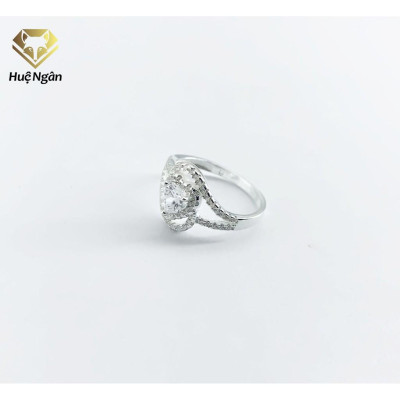 Nhẫn bạc Ý 925 Huệ Ngân - Nhẫn Tim xinh Đính Đá RR1537