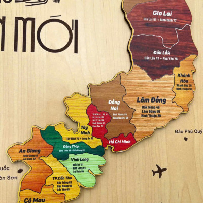 [KOSUYTU] Bản Đồ Việt Nam Bằng Gỗ - 34 Tỉnh Thành Mới – KT 40 x 60 CM