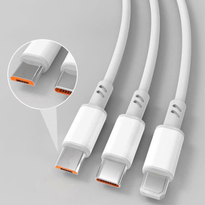 Dây sạc nhanh LI-TOP LX38 3IN1, đa năng 3 chân cắm IOS, MICRO, TYPE C, công suất 66W, Kim Ánh cho dùng thử 30 ngày, bảo hành hàng chính hãng 12 tháng