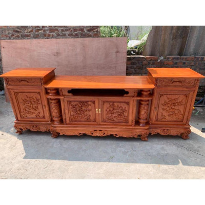 Kệ tivi Kệ tv gỗ gõ đỏ kệ cột nho 2.4m