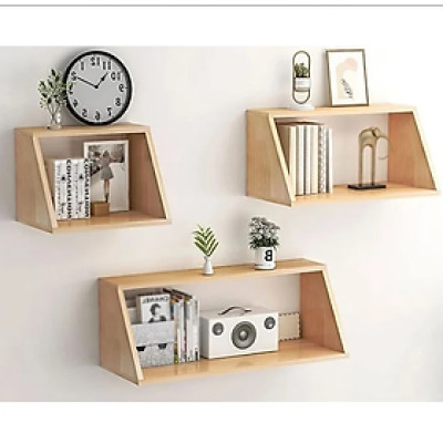 Kệ Gỗ Trang Trí Treo Tường Hình Thang Tundo CTKT509 KT 40/60/80x25x30cm