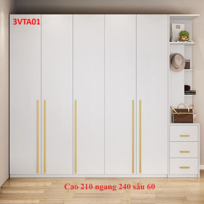 Tủ quần áo thiết kệ hiện đại - Tủ quần áo gỗ MDF 3VTA01A - Nội thất lắp ráp Viễn Đông ADV