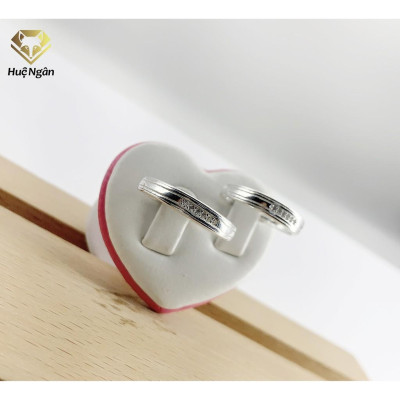 Nhẫn đôi bạc Ý 925 Huệ Ngân - Đính Đá yêu thương RR1785