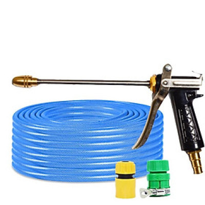 Rửa xe tưới cây Bộ dây và vòi xịt tăng áp lực nước 300% loại 25m cút nhựa,nối nhựa 206318