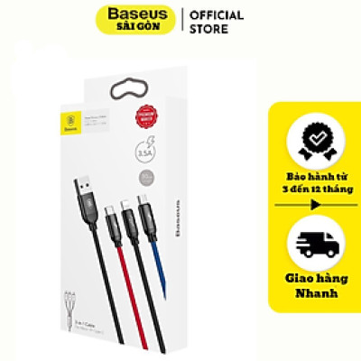 Cáp sạc 3in1 Baseus Three Primary Colors Fast Charging Cable 3.5A CAMLT-BSY USB to C+M+L- hàng chính hãng