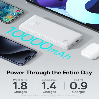 Pin Dự Phòng Baseus Airpow Lite Power Bank 10000mAh 15W (Kèm Cáp Dữ Liệu Simple Series USB sang Type-C dài 30cm)- Hàng Chính Hãng