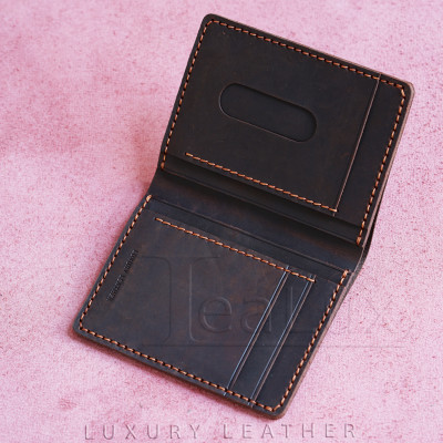 Ví Đứng Da Sáp Đựng Giấy Tờ Cũ Handmade Lealux The Stand Wallet