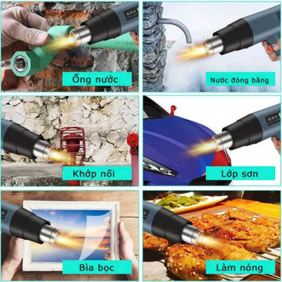 Khò Nhiệt Thổi Hơi Nóng Dán Decal, Màng Co Đa Năng Công Suất Lớn – Uốn Ống Nước Hiệu Quả