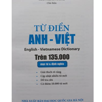 Sách - Từ Điển Anh - Việt Trên 135000 Từ (Bản in màu đặc biệt Có thêm 10000 từ mới)