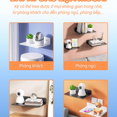 Kệ treo kim loại Dola Home để máy chiếu, camera, bộ phát WiFi, loa, bàn phím không cần khoan đục có lỗ đi dây điện.