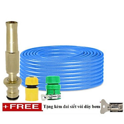 Bộ dây vòi xịt nước rửa xe, tưới cây . tăng áp 3 lần, loại 20m 206587 cút sập, + tặng đai