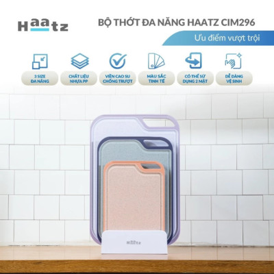Bộ 3 Thớt Kháng Khuẩn Cao Cấp Haatz CIM296 - 3 Thớt Đa Năng Chính Hãng - Bảo Hành 24 Tháng