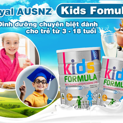 Sữa Bột Hoàng Gia Úc Royal Ausnz Kids Fomula Bổ Sung Dưỡng Chất Cho Trẻ Từ 3 Tuổi Trở Lên 900G