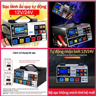 BỘ SẠC BÌNH ẮC QUY 400A SẠC 12V-24V CHỐNG NGƯỢC CHỐNG CHẬP KHỬ SUPAT PHỤC HỒI BÌNH ẮC QUY 