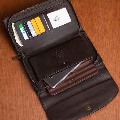 Ví nam da bò Lata ( Thời trang nam dáng cầm tay cỡ lớn  - Ví da thật VN37 )