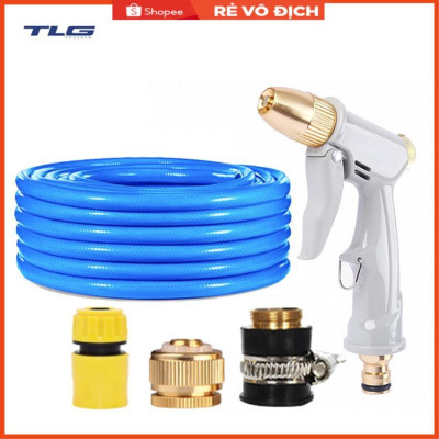 Bộ dây vòi xịt nước tưới cây rửa xe,tăng áp 3 lần, loại 15m (cút nhựa nối đồng nhựa) 206846