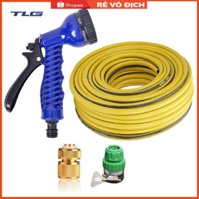 Bộ dây vòi xịt rửa xe, tưới cây, dọn dẹp nhà cửa 3-5m (cút đồng nối nhựa xanh) 206843