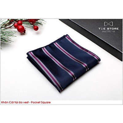 Khăn Cài Túi Áo Vest - Pocket Square - Phụ Kiện Cài Áo kẻ xanh tím( kèm ảnh minh họa)