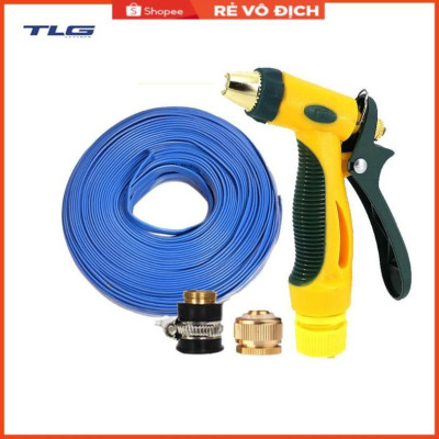 Bộ dây vòi xịt nước rửa xe, tưới cây tăng áp 3 lần,loại 15M (nối đồng nhựa đen) 206317