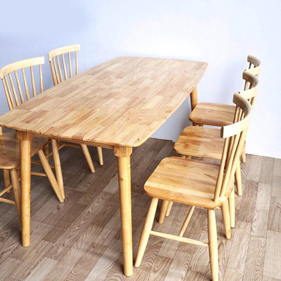 Bộ bàn ăn song tiện tự nhiên 1m65 + 6 ghế tiện 7 nan Thương hiệu Nội Thất Bình Long 